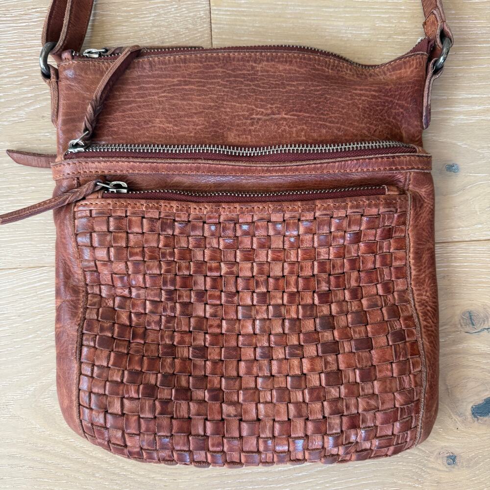 Vintage Vilenca Holland Woven Leather Crossbody Bag Brown Adjustable Strap